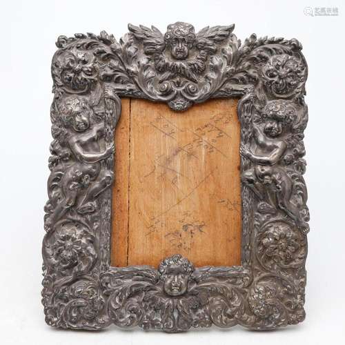 Frame with front in embossed silver plate in Baroque style, ...