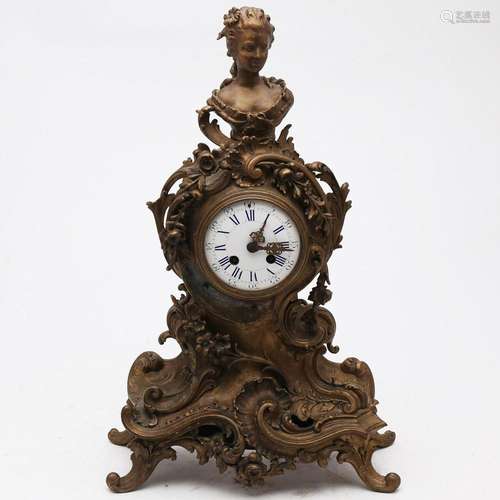 Napoleon III style French gilt bronze mantel clock, early 20...