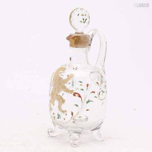 French decanter in enamelled and gilt glass, probably by Dau...