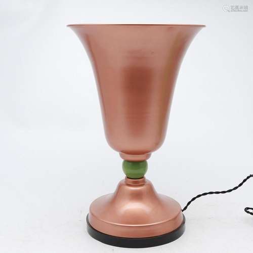 Art Deco patinated copper table lamp, circa 1930.