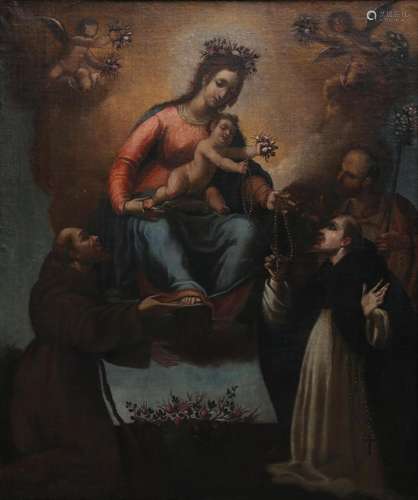 SPANISH SCHOOL, 17TH CENTURY. Our Lady of the Rosary with St...