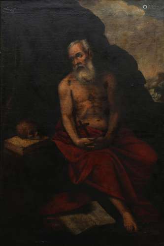 SPANISH SCHOOL, 17TH CENTURY. Penitent Saint Jerome.