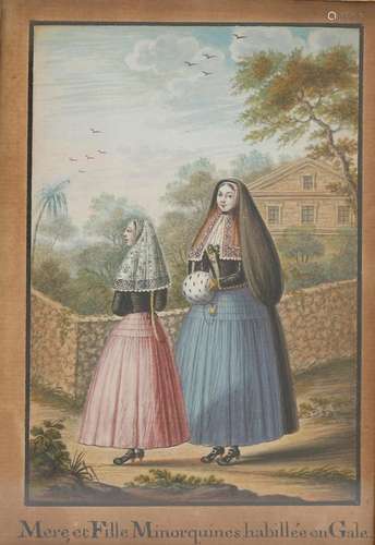 MENORCAN SCHOOL, CA. 1780. "Mere, et Fille Minorquines ...