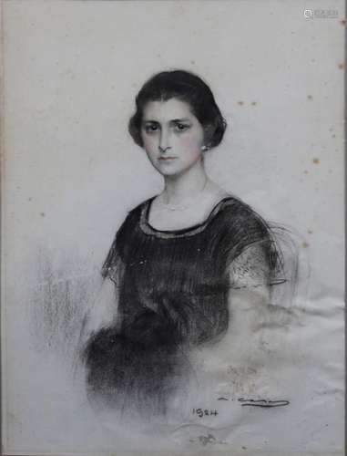 RAMÓN CASAS. Woman's portrait.