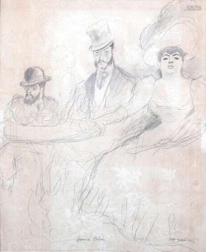 RICARD OPISSO. Toulouse Lautrec in a café. (d)