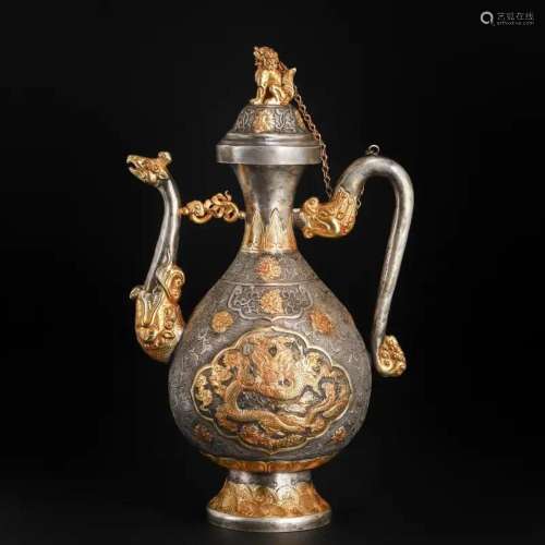 A Bronze Partly Gilt Ewer