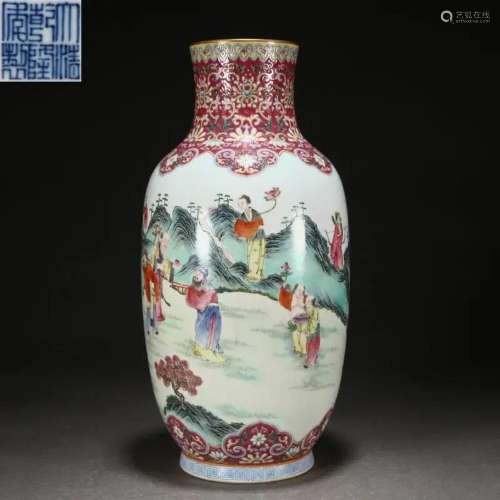 A Famille Rose Figural Story Vase