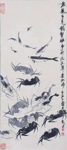 A Chinese Scroll Painting By Qi Baishi