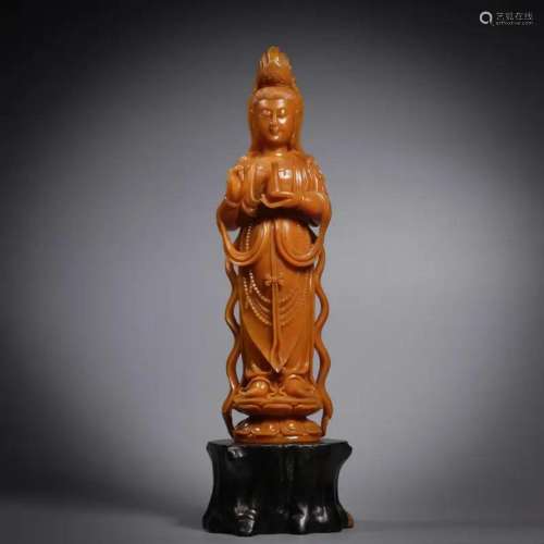 A Carved Tianhuang Standing Guanyin