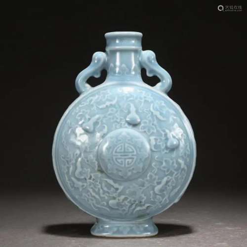 A Sky Blue Glazed Vase Bianhu