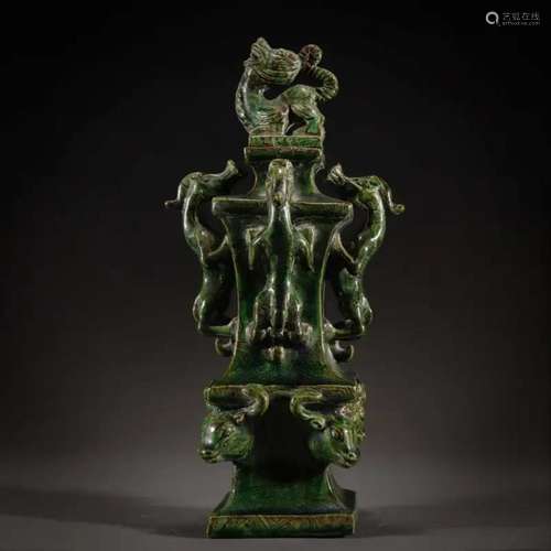 A Chinese Twisted Glazed Pottery Vase