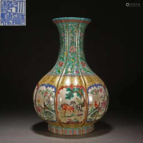 A Chinese Falangcai Glazed Floral and Bird Vase