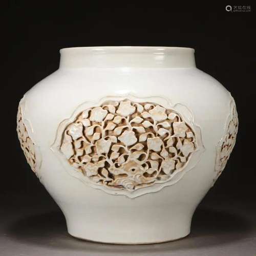 A Chinese Tianbai Glazed Floral Jar