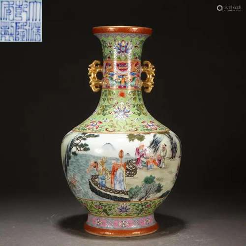 A Chinese Famille Rose Eighteen Arhats Vase