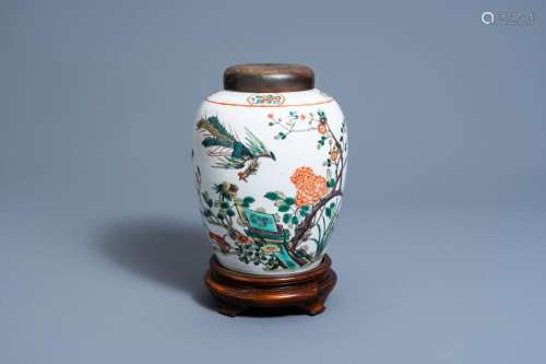 A CHINESE FAMILLE VERTE JAR WITH A PHOENIX AMONG BLOSSOMING ...