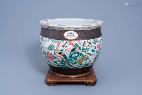 A CHINESE NANKING CRACKLE GLAZED FAMILLE ROSE JARDINIÈRE WIT...