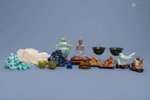 A VARIED COLLECTION OF CHINESE SCULPTURES AND OBJECTS IN VAR...