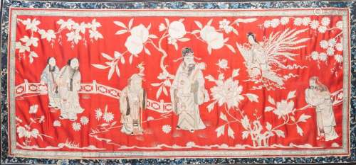 A LARGE CHINESE FRAMED EMBROIDERED SILK 'IMMORTALS' ...