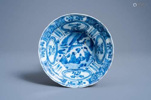 A CHINESE BLUE AND WHITE KRAAK PORCELAIN KLAPMUTS BOWL WITH ...