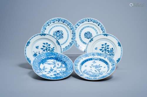 SIX VARIOUS CHINESE BLUE AND WHITE PLATES, QIANLONG