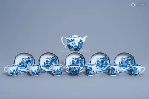 A CHINESE THIRTEEN-PIECE BLUE AND WHITE TEA SERVICE WITH AN ...