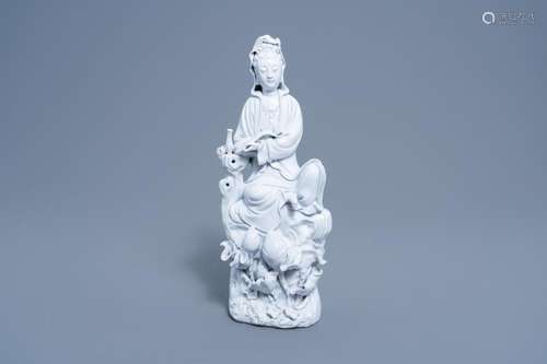 A CHINESE DEHUA BLANC DE CHINE FIGURE OF GUANYIN, 19TH/20TH ...