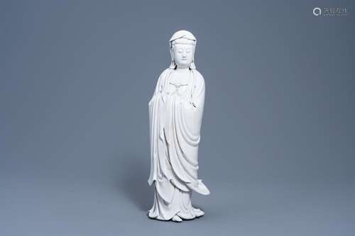 A CHINESE BLANC DE CHINE FIGURE OF GUANYIN, 19TH/20TH C.