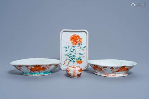 A VARIED COLLECTION OF CHINESE IRON RED PORCELAIN, 19TH C.