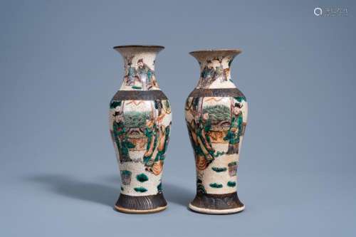 TWO CHINESE NANKING CRACKLE GLAZED FAMILLE VERTE 'IMMORT...
