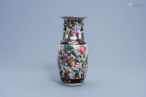 A CHINESE NANKING CRACKLE GLAZED FAMILLE ROSE 'WARRIOR&#...