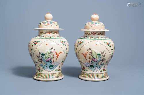 A PAIR OF CHINESE NANKING CRACKLE GLAZED FAMILLE ROSE 'L...