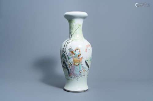 A CHINESE QIANJIANG CAI 'HUA MULAN' BALUSTER VASE, 1...