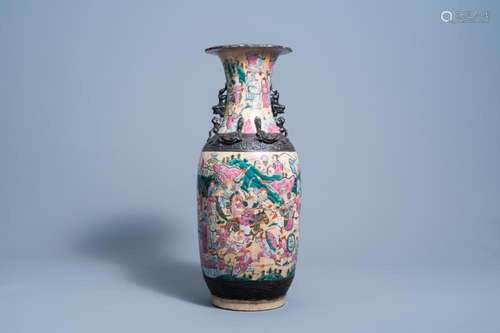 A CHINESE NANKING CRACKLE GLAZED FAMILLE ROSE 'WARRIOR&#...