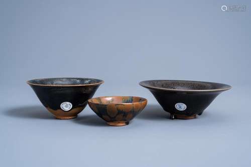 THREE CHINESE JIAN 'HARE'S FUR' TEA BOWLS, SONG ...