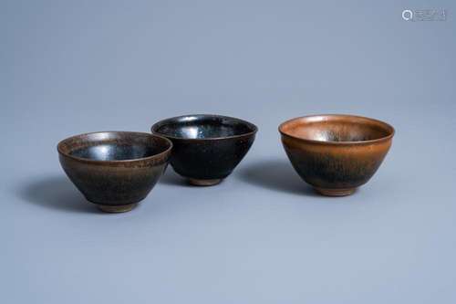 THREE CHINESE JIAN 'HARE'S FUR' TEA BOWLS, SONG ...