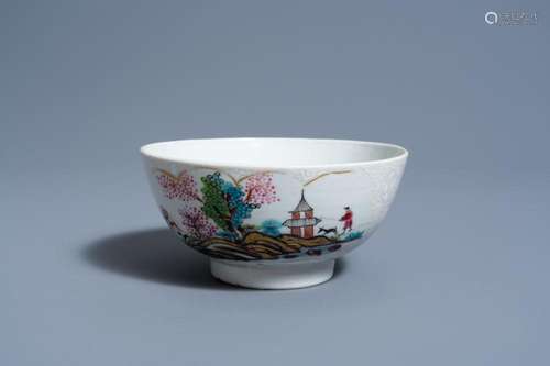 A CHINESE FAMILLE ROSE AND BIANCO SOPRA BIANCO BOWL WITH AN ...