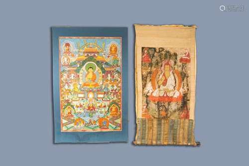 TWO THANGKAS, TIBET, 18TH AND 20TH C.