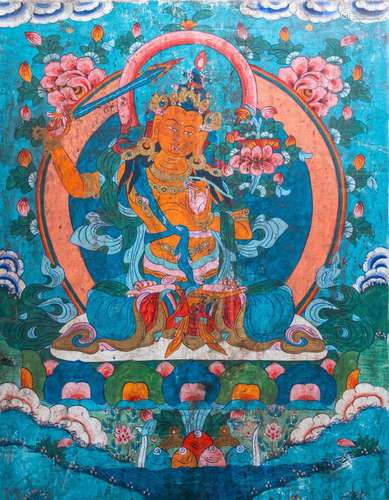 A 'MANJUSHRI' THANGKA, TIBET, CA. 1900