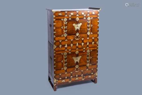 A KOREAN WOOD 'BUTTERFLY' MARRIAGE CABINET, 20TH C.