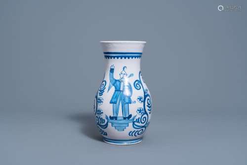 A BLUE AND WHITE BRUSSELS FAIENCE 'CHINOISERIE' VASE...