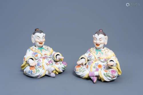 A PAIR OF POLYCHROME DECORATED MEISSEN PORCELAIN NODDING-HEA...