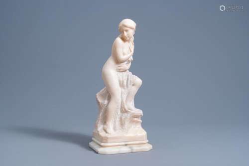 G. PINERCHI (19TH/20TH C.): THE BATHER, ALABASTER