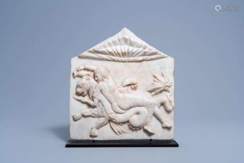 AFTER THE ANTIQUE: A CARVED WHITE MARBLE ALTO RELIEVO FRAGME...