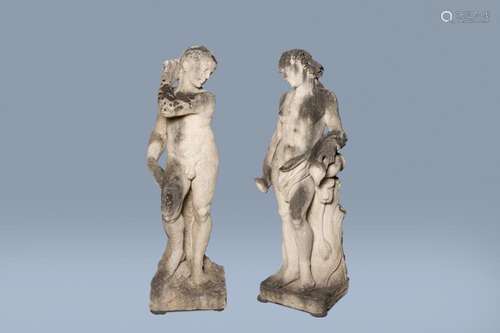 AFTER THE ANTIQUE: TWO IMPOSING COMPOSITE GARDEN STATUES, MO...