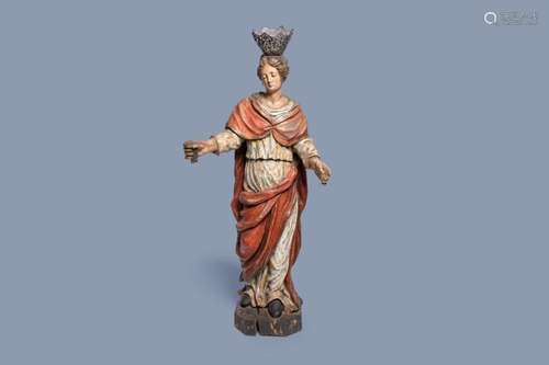 A LARGE SOUTHERN EUROPEAN POLYCHROME PAINTED WOOD FIGURE OF ...