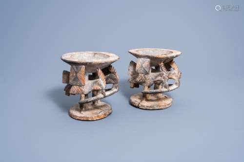 A PAIR OF CARVED WOOD AND POLYCHROME PAINTED 'IFA DIVINA...