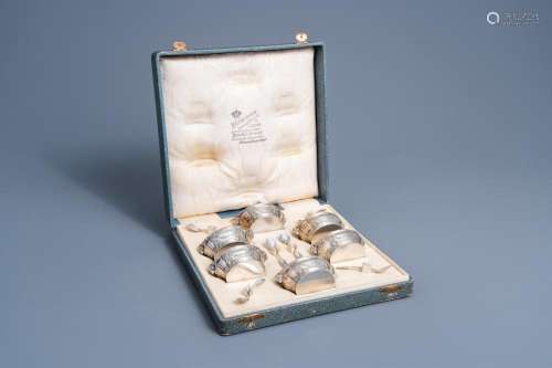 SIX SILVER LOUIS XVI STYLE SALTS WITH SPOON WITH MATCHING &#...