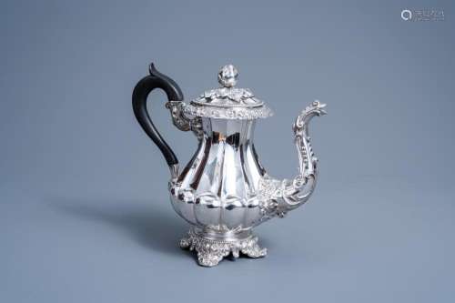 A FRENCH HISTORICISM SILVER COFFEE POT AND COVER, 925/000, P...