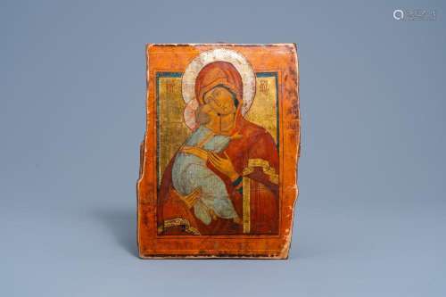 A RUSSIAN ICON, 'VLADIMIR MOTHER OF GOD, OUR LADY OF VLA...
