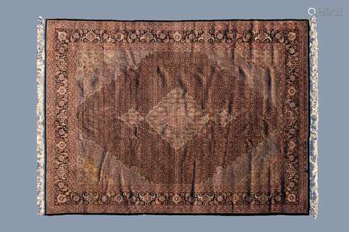 A SINO-TABRIZ RUG WITH FLORAL DESIGN, WOOL ON SILK, CHINA, M...